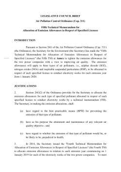 (Cap. 311) Fifth Technical Memorandum for Allocation of Emission