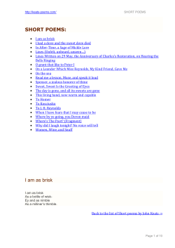 SHORT POEMS - Poems by John Keats