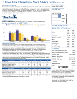 T. Rowe Price International Stock Advisor Fund as of 09/30/2016