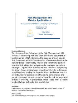 Risk Metrics Part 2 - Metrics Applications