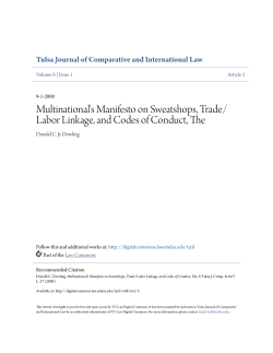 Multinational`s Manifesto on Sweatshops, Trade/Labor Linkage, and