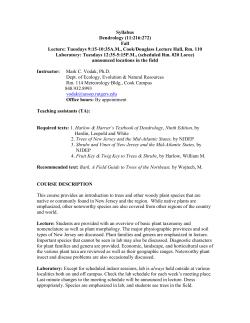 Syllabus Dendrology (11:216:272) Fall Lecture: Tuesdays 9:15