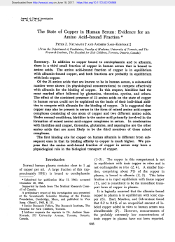 The State of Copper in Human Serum: Evidence for an Amino Acid