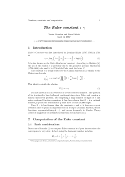 The Euler constant - Numbers, constants and computation