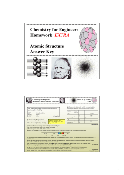 Chemistry for Engineers Homework EXTRA Atomic Structure