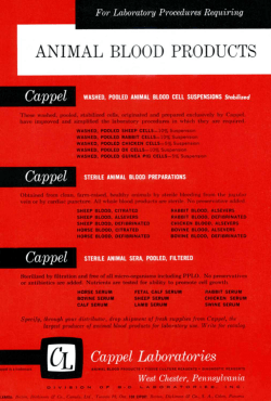 ANIMAL BLOOD PRODUCTS Cappel Laboratories
