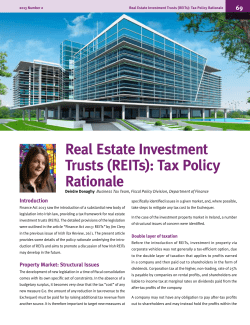Real Estate Investment Trusts (REITs): Tax Policy Rationale