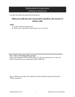 Mathematical Arguments Getting to know you
