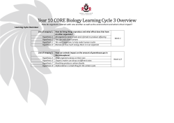 Year 10 CORE Biology Learning Cycle 3 Overview