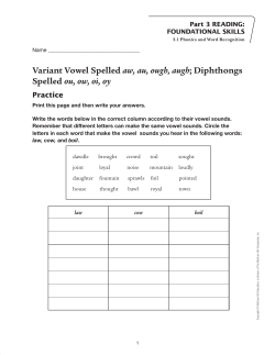 Variant Vowel Spelled aw, au, ough, augh - Macmillan/McGraw-Hill