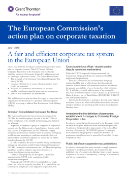 The European Commission`s action plan on corporate taxation