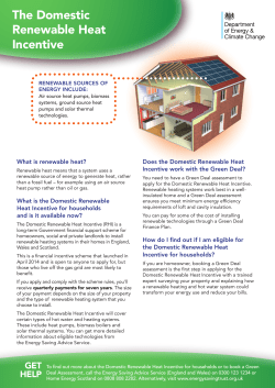 The Domestic Renewable Heat Incentive - Saint