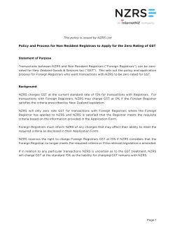 Policy and Process for Non Resident Registrars to Apply for the Zero