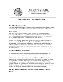 How to Write a Literature Review