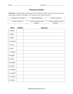Thesaurus Activity - Elementary Librarian