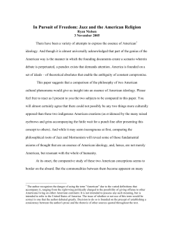 In Pursuit of Freedom: Jazz and the American Religion
