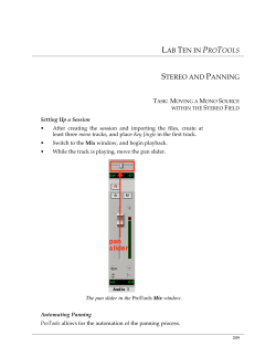 LAB TEN IN PROTOOLS STEREO AND PANNING