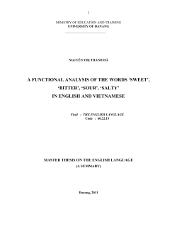 A FUNCTIONAL ANALYSIS OF THE WORDS `SWEET`, `BITTER