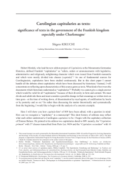 Carolingian capitularies as texts: significance of texts in the