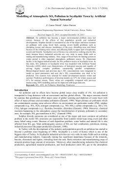 Modelling of Atmospheric SO2 Pollution in Seydişehir Town