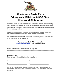 Conference Pasta Party Friday, July 19th from 6:30
