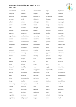 American Library Spelling Bee Word List 2012 Ages 9-12