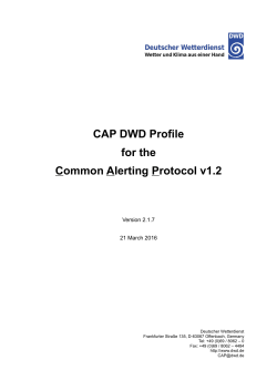 CAP DWD Profile for the Common Alerting Protocol v1.2