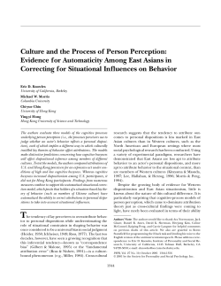 Culture and the Process of Person Perception