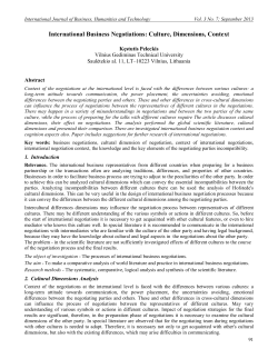 International Business Negotiations: Culture, Dimensions, Context