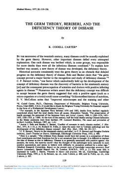 the germ theory, beriberi, and the deficiency