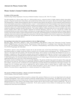 Abstracts for Plenary Session Talks Plenary Session I, Genome