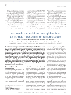 Hemolysis and cell-free hemoglobin drive an intrinsic mechanism for