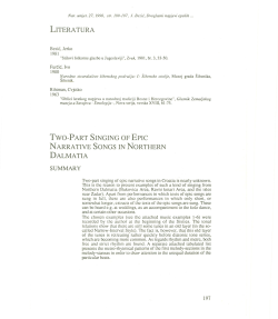 LITERATURA TWO-PART SINGING OF EPIC NARRATIVE SONGS