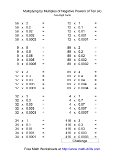 Multiplying by Multiples of Negative Powers of Ten (A) 56 x 2 = 12 x