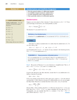 Section 4.1 Antiderivatives and Indefinite Integration Antiderivatives