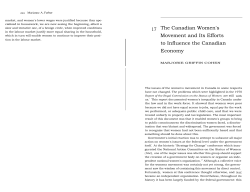 The Canadian Women`s Movement and Its Efforts to Influence the