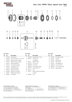 Part List: BWR Three Speed Gear Hub