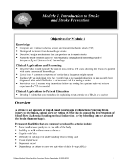 Module 1. Introduction To Stroke And Stroke Prevention