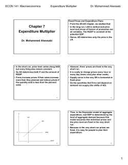 Chapter 7 Expenditure Multiplier