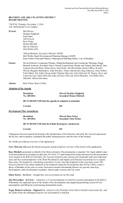 November 3, 2016 - Brandon and Area Planning District