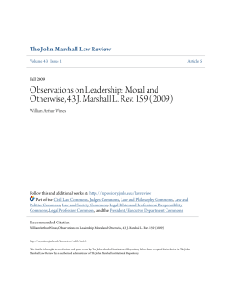 Observations on Leadership: Moral and Otherwise, 43 J. Marshall L