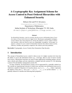 A Cryptographic Key Assignment Scheme for Access Control in