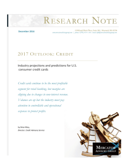2017 outlook: credit - Mercator Advisory Group