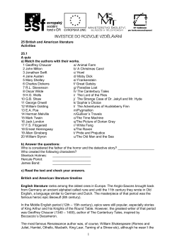 25 British and American literature Activities 25.1 A quiz a) Match the