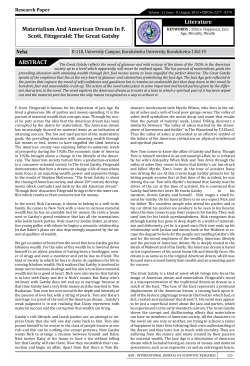 Materialism And American Dream In F. Scott. Fitzgerald