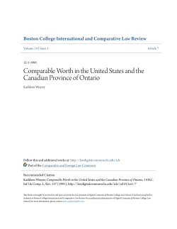 Comparable Worth in the United States and the Canadian Province