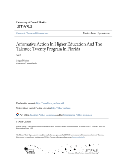 Affirmative Action In Higher Education And The Talented