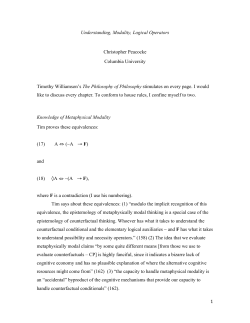 1 Understanding, Modality, Logical Operators Christopher Peacocke