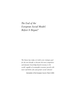 2 The End of the European Social Model: Before It Began?