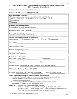 EPA Action Request Form - University of North Carolina